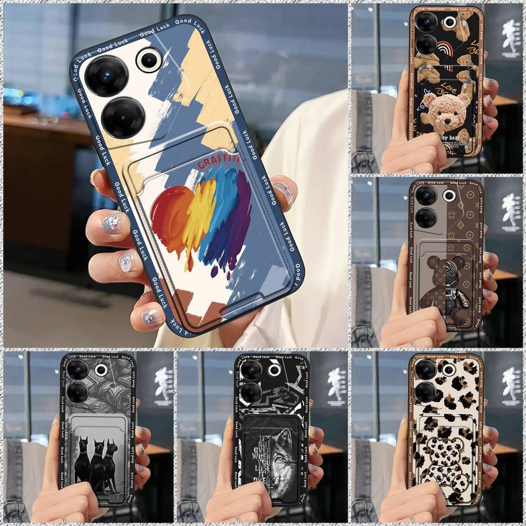 Durable Silicone Phone Case For Tecno Camon20 Pro 5G/CK8n Waterproof Cute Card Sleeve Anti-dust Protective Anti-knock
