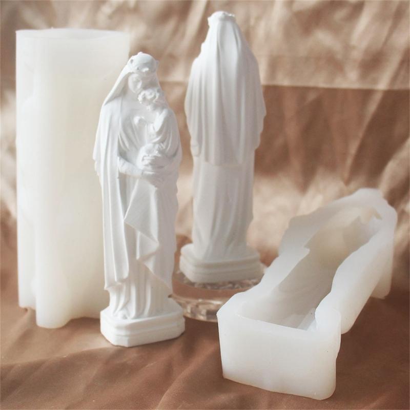 Dame mit Baby Kerzenformen Religiöse Silikonformen Gussform Ornament Bastelbedarf für Heimdekorationen