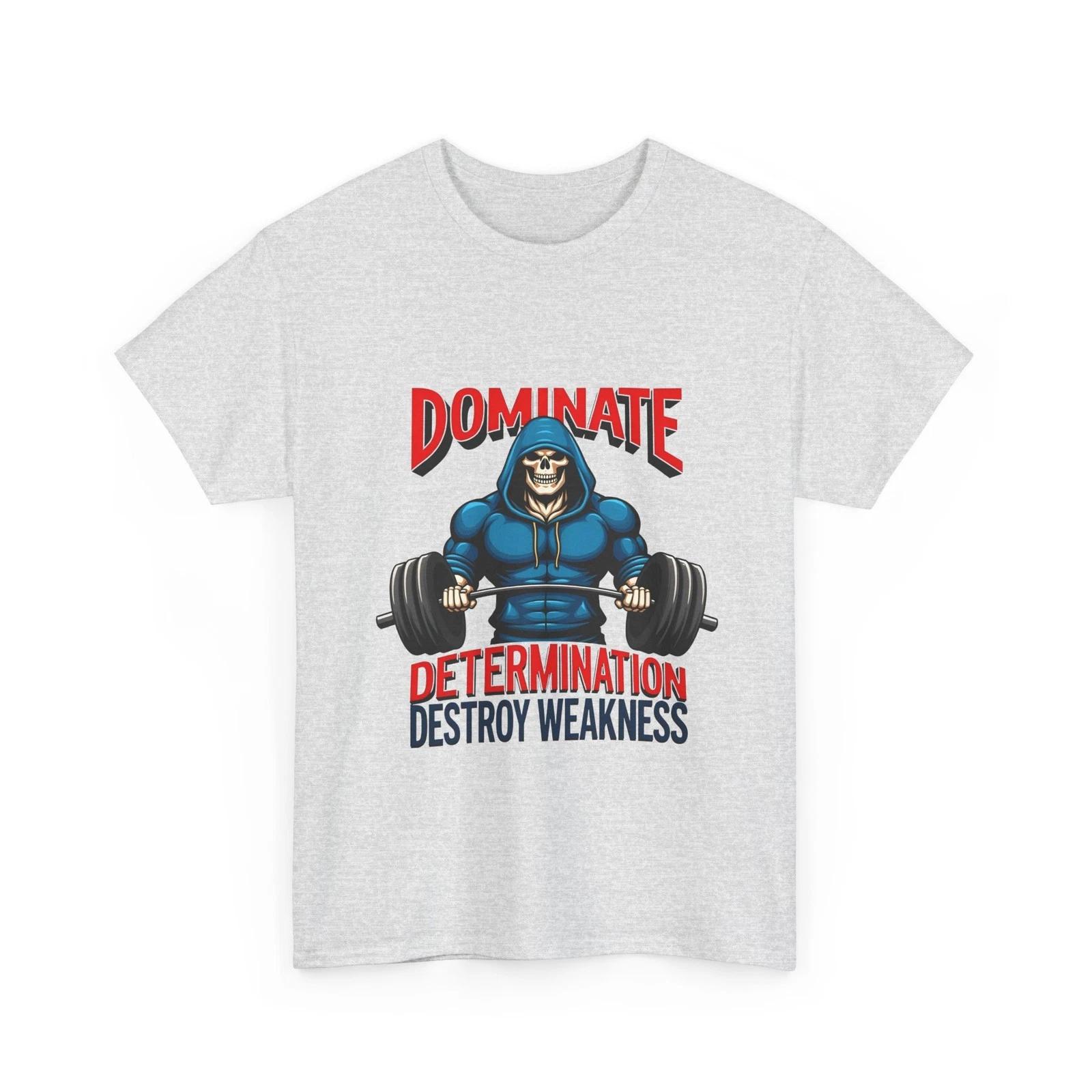 Workout Skull T-Shirt | Weightlifting Gym T-Shirt, Motivational Quote T-Shirt L