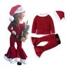 Christmas Clothes Set for Lovely Girls Long Sleeve Top Bell Bottom Coral Velvet Santa Costume for 1 7 Years Baby Girls,