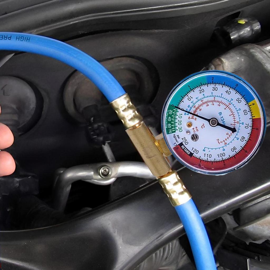 Car AC Air Conditioning R134A Refrigerant Recharge Measuring Hose With Pressure Gauge Pressure For Auto Repair Truck RV SUV