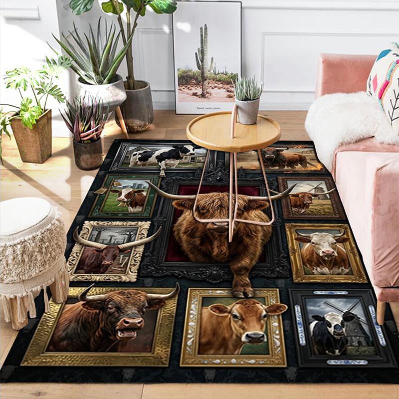 Cattle Collection Pattern Rug Floor Mat for Living Room or Bedroom Soft and Comfortable Carpet a Gift for Birthday and Holiday.