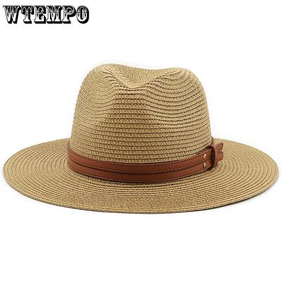 Unisex Spring and Summer Panama Hat with Yellow Belt Accessories Straw Bowler Hat Beach Breathable Casual Jazz Hat Straw Hat for Men