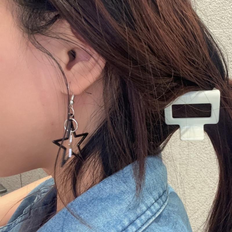 Black Star Pendant Necklace Exquisite Punk Double Star Clavicle Chain Unique Choker Jewelry Hip Hop Earring Eye Catching