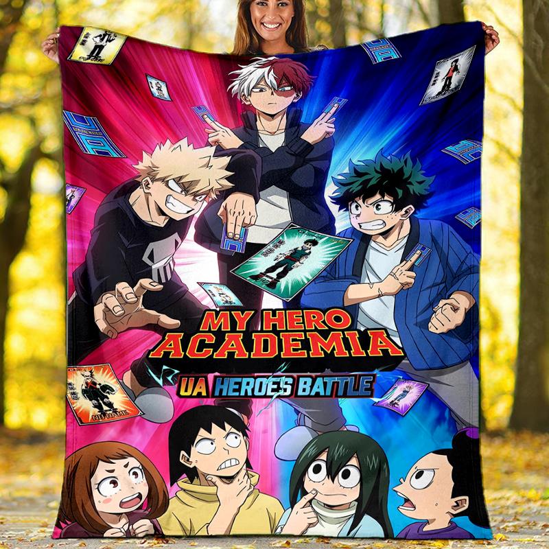 My Hero Academia Theme Printed Blanket - Perfect for Couch, Bed, Travel & Outdoor Use | Machine Washable, Cozy & Durable.