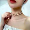 Peach Pink Lace Embroidered Floral Choker Necklace for Women - Spring/Summer Collection
