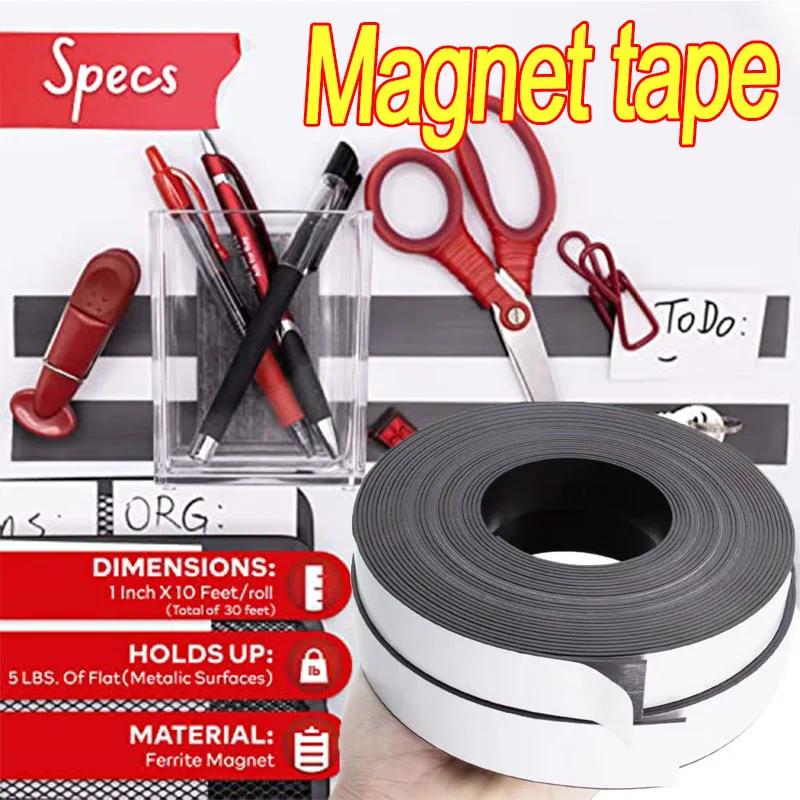 Self Adhesive Magnetic Tape Cuttable Rubber Magnetic Strip for Fridge Wall DIY Photo Poster Fixing Tape Home Office Storage Tool