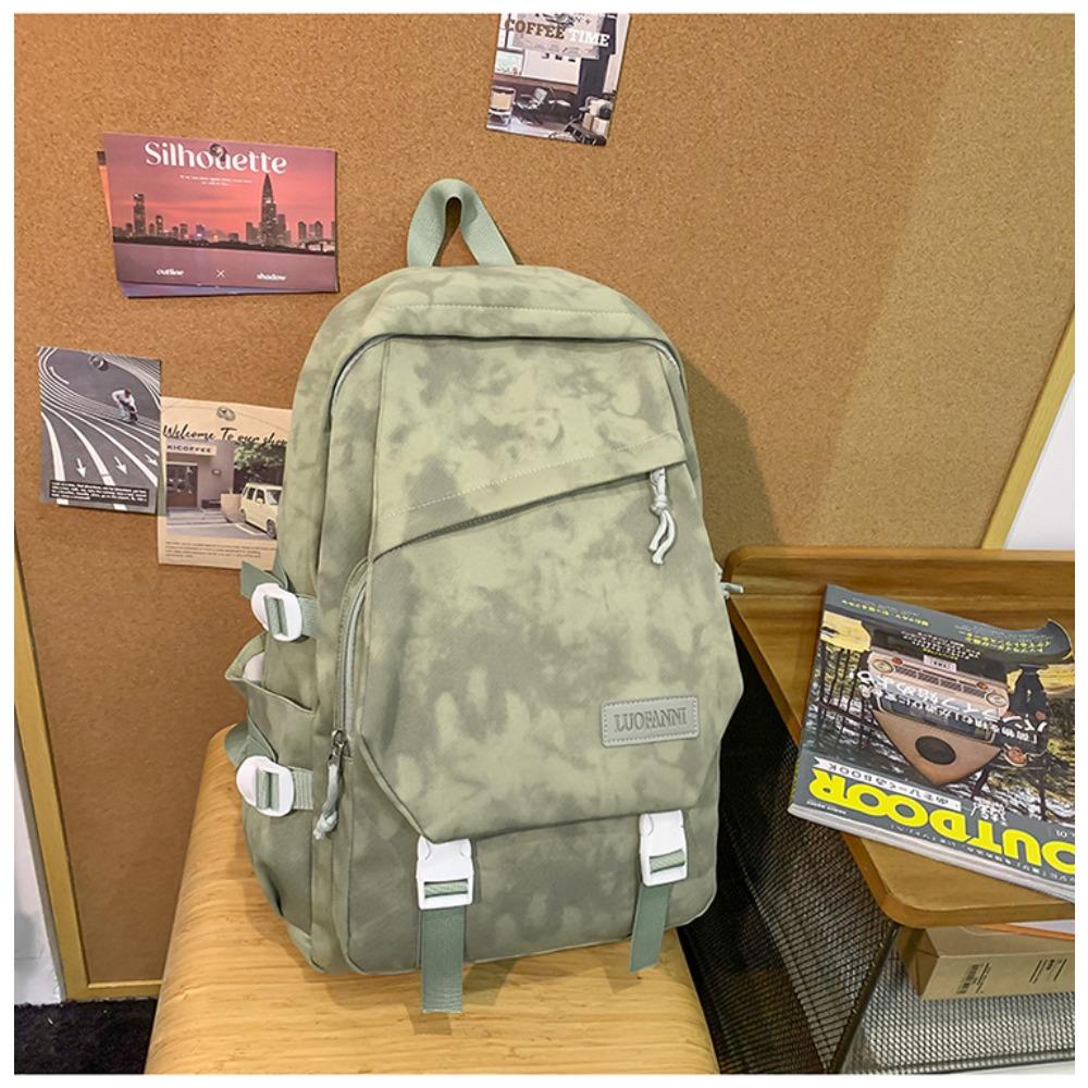 New Korean version trend niche backpack male junior high school students solid color schoolbag female large capacity casual light backpack