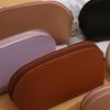 Double-Sided Leather Makeup Bag: Large Capacity, Solid Color, Portable