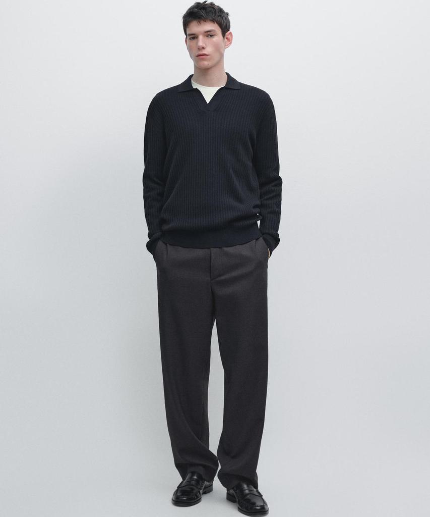 Masimodutti Cotton Blend Knit Jersey Polo