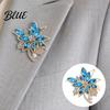 Floral Brooch for Women Pin Women, Three-Dimensional Orchid Shape Lapel with Large Blue Rhinestones, Outfit Badge Dresses Coats Scarves Banquets