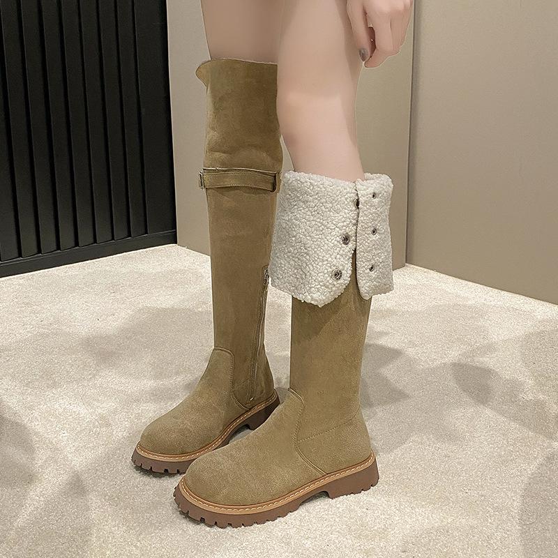Over-the-knee Boots for Women's 2025 New Autumn and Winter, Small People Increase Their Height, and Two Wear Folded Maillard Boots, Long Boots.