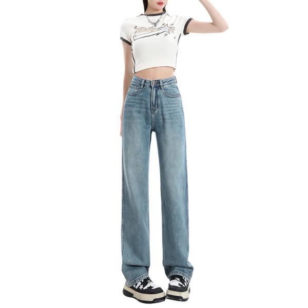 2026 Damen Jeans mit hoher Taille und geradem Bein - Petite, Passform für Birnenform, Weiter Bein Stil