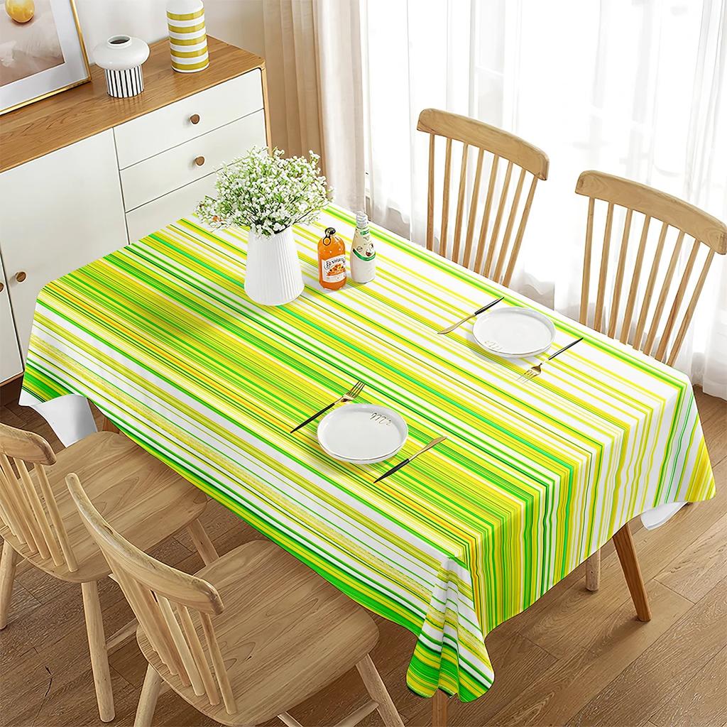 Striped Tablecloth for Rectangle Tables, Abstract Geometric Stripe Polyester Geometric Table Cloth for Kitchen Dining Room