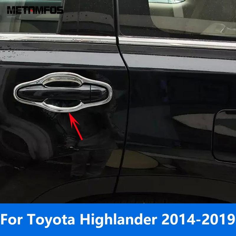 Side Door Handle Bowl Cover Trim For Toyota Highlander 2014-2017 2018  Chrome Protection Cap Sticker Accessories Car Styling