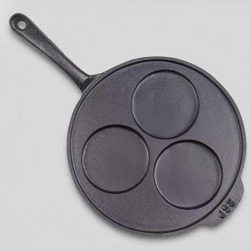 Wutuo Cast Iron 3-Hole Egg Frying Pan Set