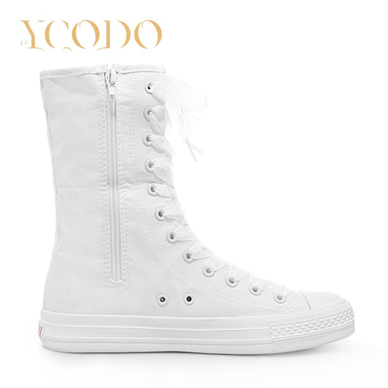Cheap 2023 Summer/Spring and Autumn Girls fashion casual canvas shoes,  petal butterfly decorated lace lace inside zipper canvas boots | Joom