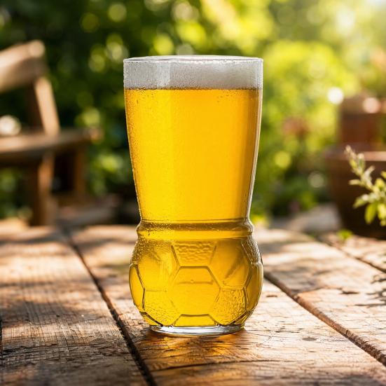 Soccer Beer Glass 460ml Capacity Clear Glass Football Bottom Design Pint Cup Mug