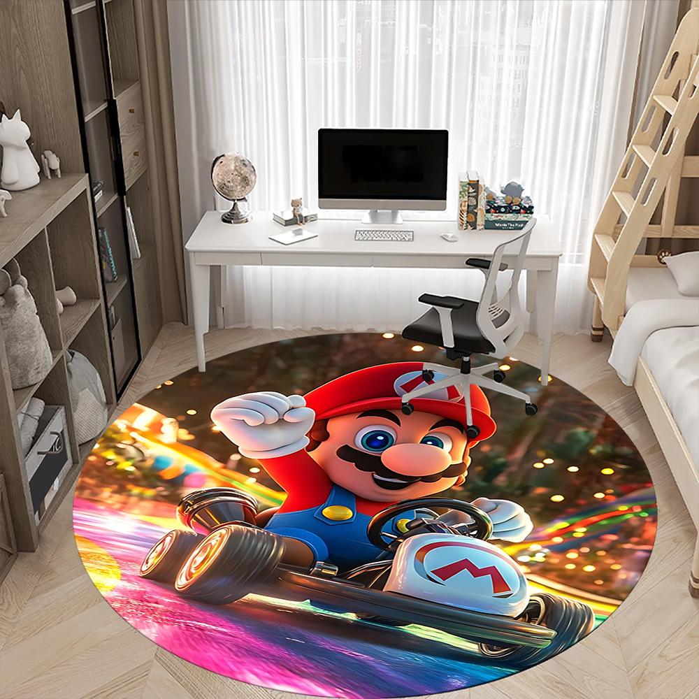1pc Mario Kart Racing Office Round Area Rug, Bedroom Living Room Home Decor, Room Deco,  Offic a1016110