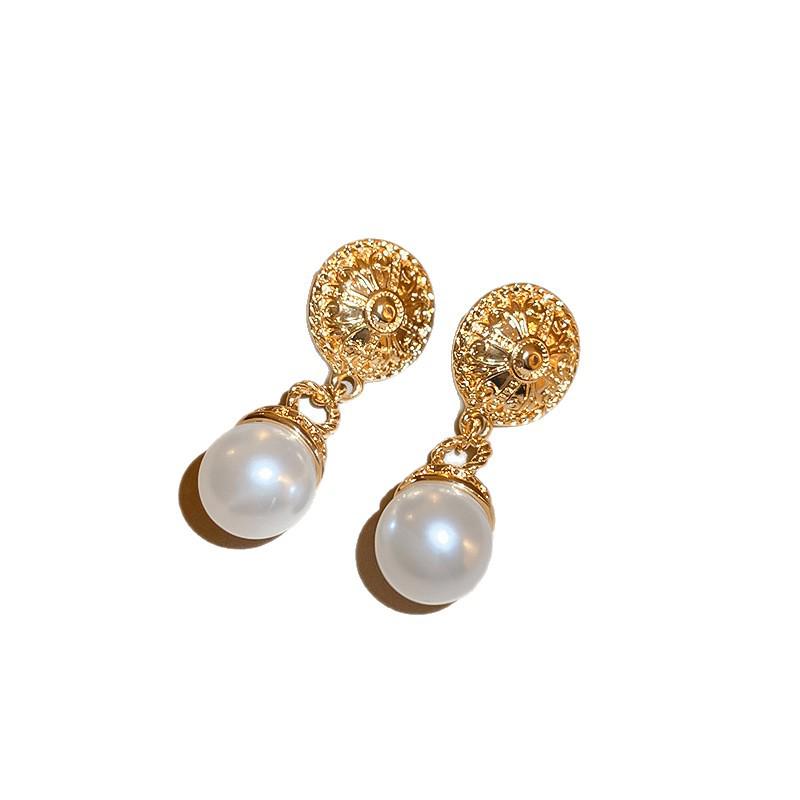 Boucles d'oreilles vintage ovales à effet vieilli en huile goutte à goutte en forme de C pour femmes - Boucles d'oreilles rétro de luxe léger