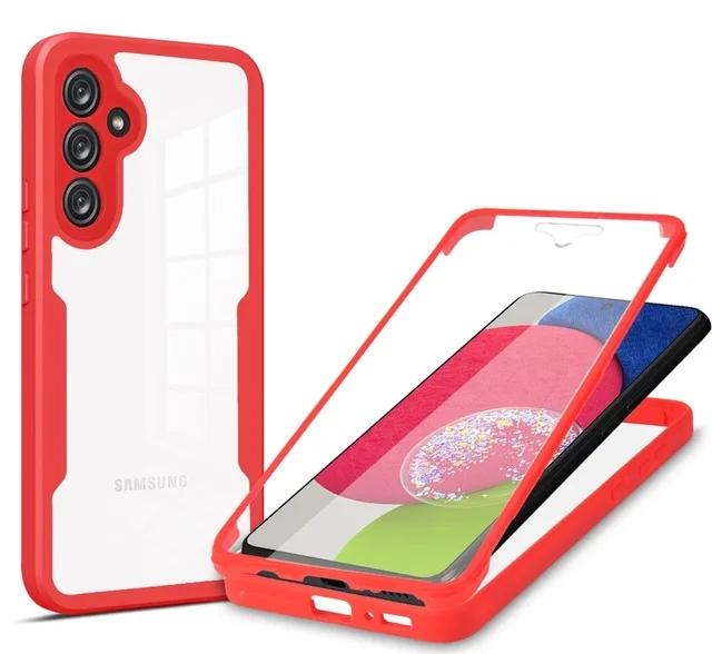 360° Plně krycí pouzdro pro Samsung Galaxy S25 S24 A56 A55 A34 A54 A35 A25 A15 A53 A33 A13 A14 A52 Nárazuvzdorné pouzdro s ochranou displeje