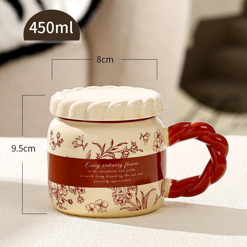French Retro Ceramic Cup Office Water Cup High Value Mug Home Dormitory Coffee Cup Couple Cup Men