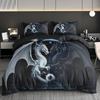 3 stk Hvid & Sort Drager Holder Jorden Sengetøjssæt 3D Printet Fantasy Dynebetrækssæt med Pudebetræk til Soveværelse