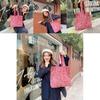 Fashionable Dusty Rose Corduroy Tote Bag With Artistic Design Versatile Large Capacity For Students