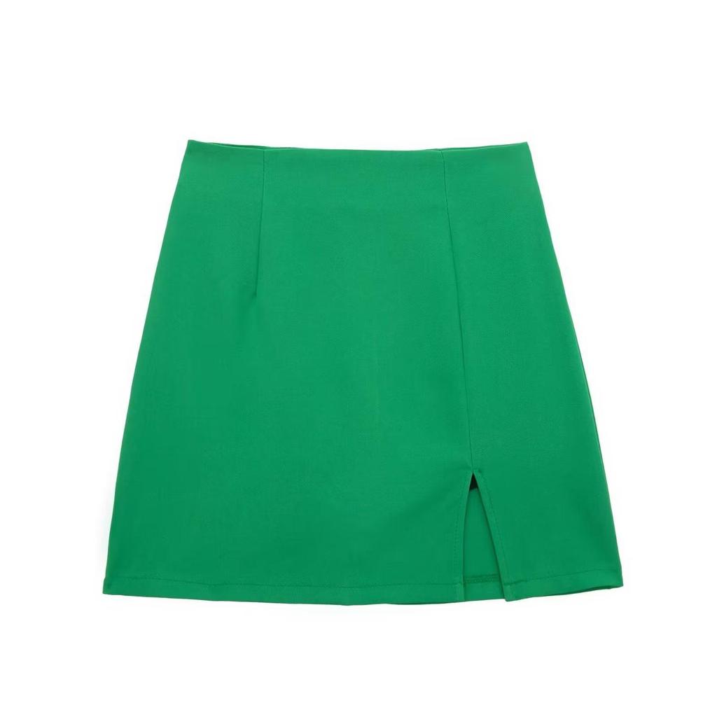 Otoño 2023 Skort de Cintura Alta Multicolor con Abertura en el Bajo para Mujer