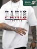 T-shirt da uomo 100% cotone con stampa Parigi Francia Oversize Casual Estiva Streetwear