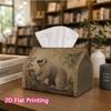 1pc, 2d Flat Printing, Tissue Box Vintage Animal Tapestry: Brown Bear Patterns In Nature Printed Tissue Box, Suitable for Bathrooms, Living Rooms, Bed