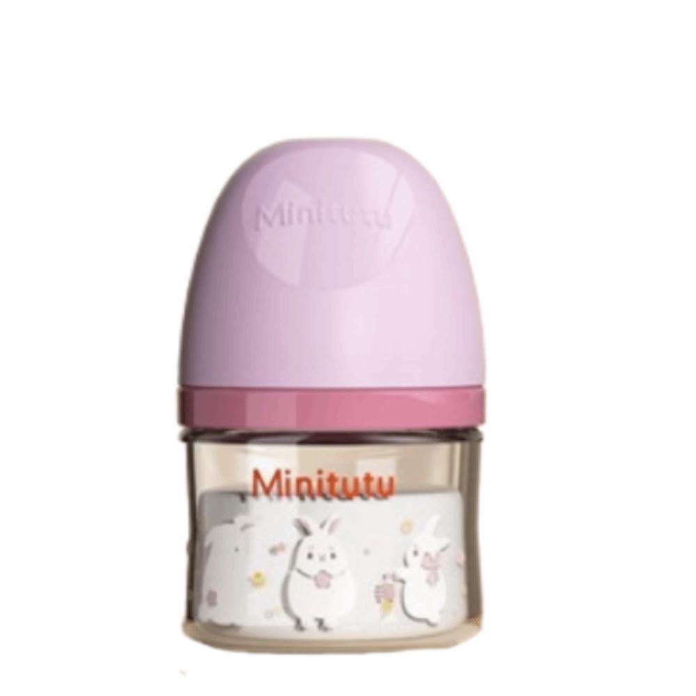 Wide Mouth Newborn Glass Bottle Rabbit Pattern Baby Milk Bottle Transparent