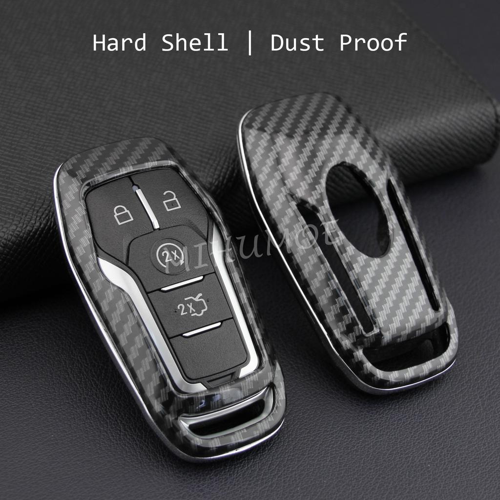 For Ford Lincoln Carbon Fiber Car Key Fob Cover Chain Case Fusion Explorer Mustang Edge F-150 Mondeo MKC MKX MKZ Accessories