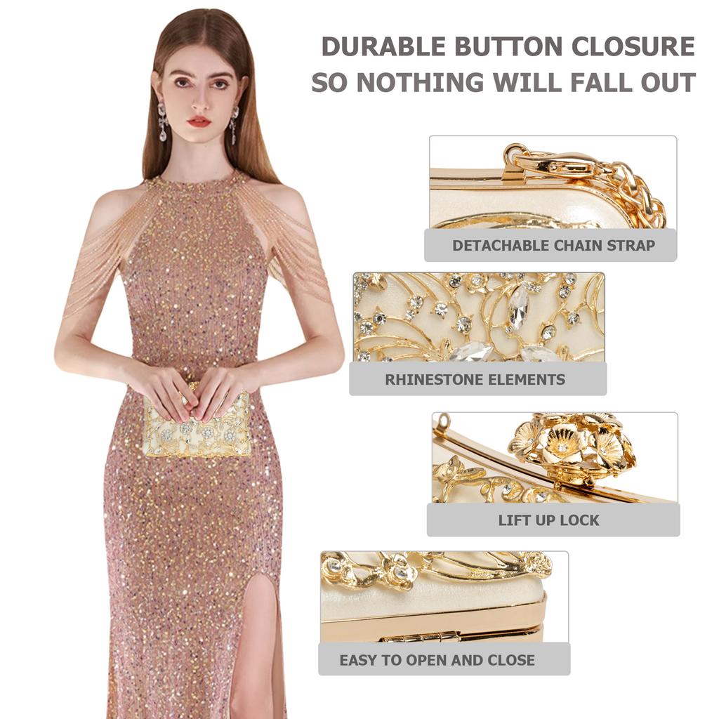 Evening Bag Clutch Purses For Women Rhinestones Purse Sparkling Party Shoulder Handbag Wedding Bag With Chain