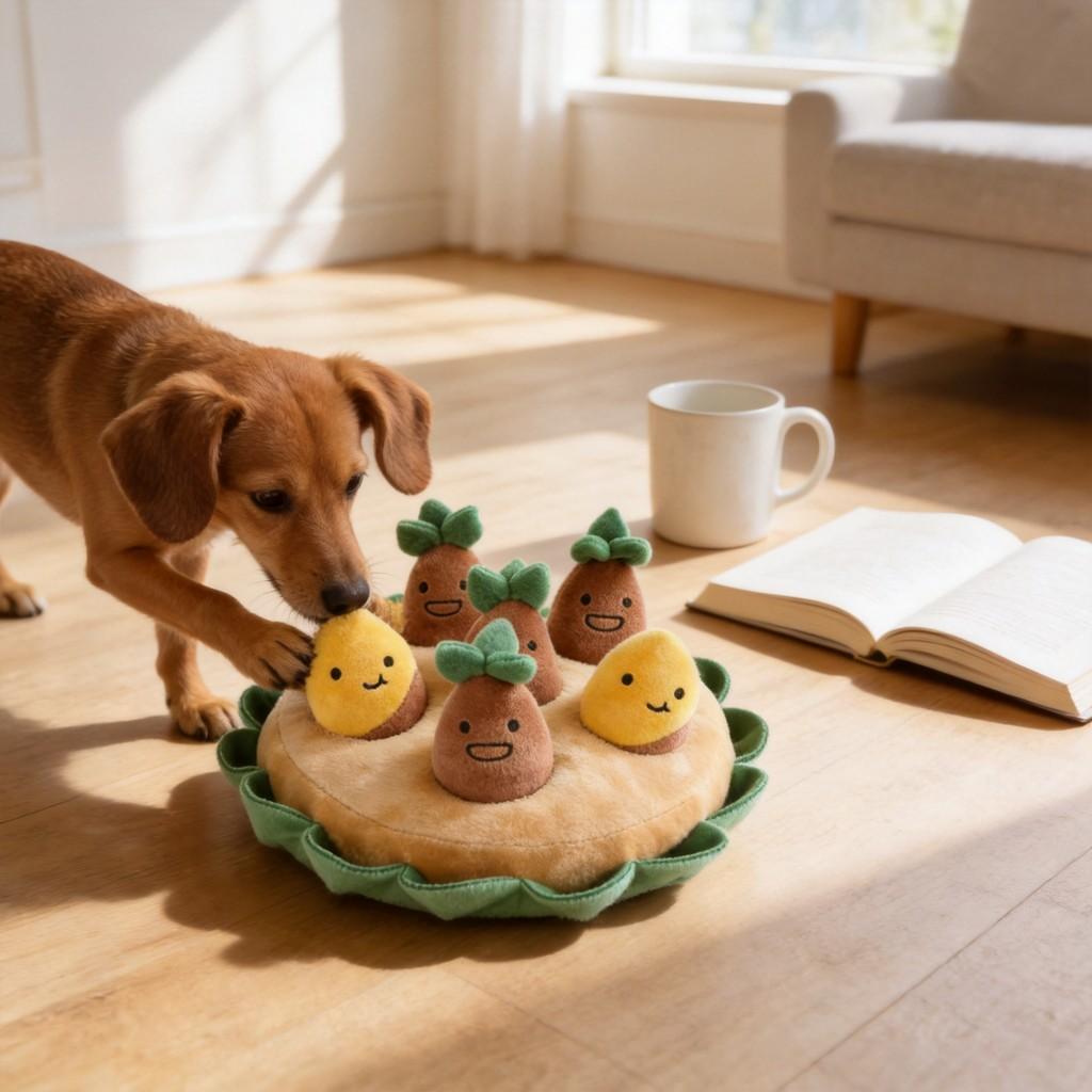 Plush Sweet Potato Dog Toy With Squeaker For Active Pets