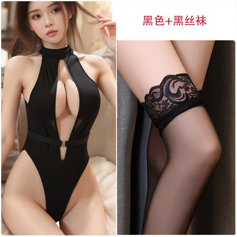 Night concubine erotic underwear women's onesie ice silk seduction couple fun teasing tight flirting