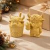Handheld Drink Calf 2Pcs Cute Highland Cow Figurine, 3D Printed Bubble Tea Statues, Desktop Landscaping Ornament Summer Farmhouse Style Ornaments,