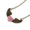 Accessories Court Vintage Pearl Love Wings Exaggerated Long Necklace Metal Necklace