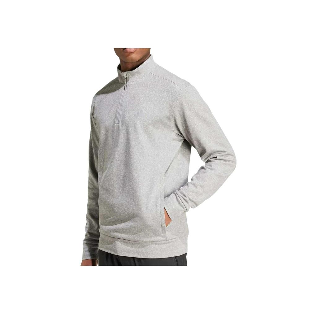 Adidas Game And Go Small Logo Sweatshirt Solid Color Half-Zip Sports Hoodie Men Sweatshirt Medium-Heather-Grey Black IW8398