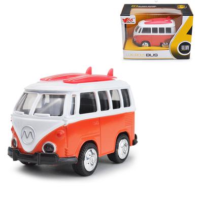1/36 Cartoon T1 Cartoon Metal Model Cart Toy Boys Light Sound Pull Back Bus Toy Bambino Regalo di compleanno Musica Auto