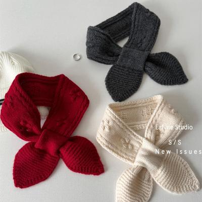 Soft and Waxy Jacquard Short Knitted Parent Child Neck Protection Cross Small Scarf and Scarf To Keep Warm In Autumn and Winter