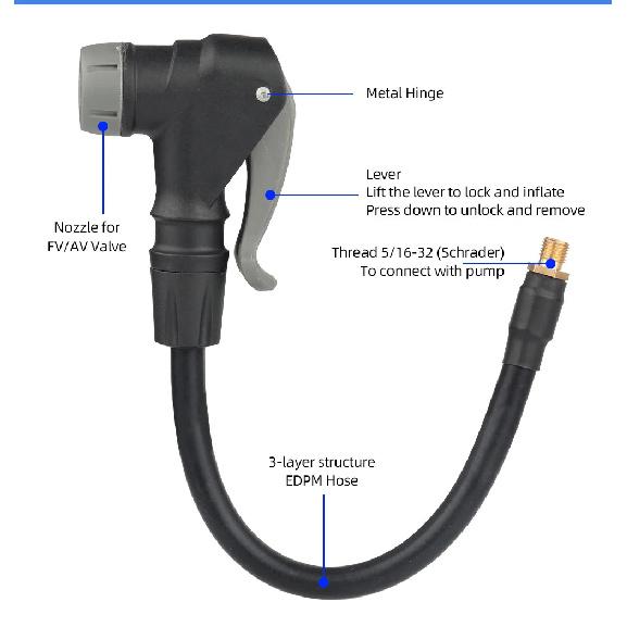 Bicycle 20/30/50cm AV/FV Pump Extension Adaptor MTB Road Bike Schrader or Presta Air Pump Tire Inflator Copper Nozzle Connector