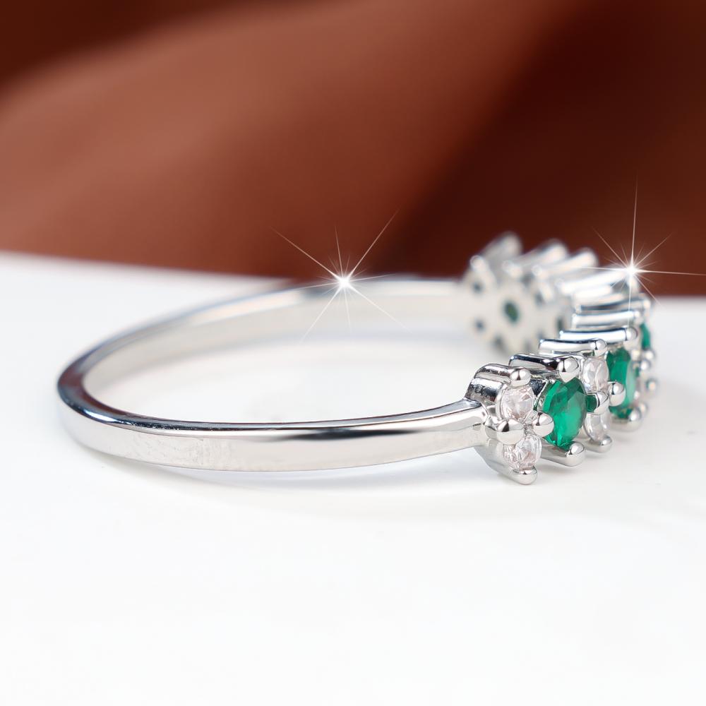 Elegant Two Color Optional Band Ring for Women Green White Zircon Banquet Fashion Jewelry Gift