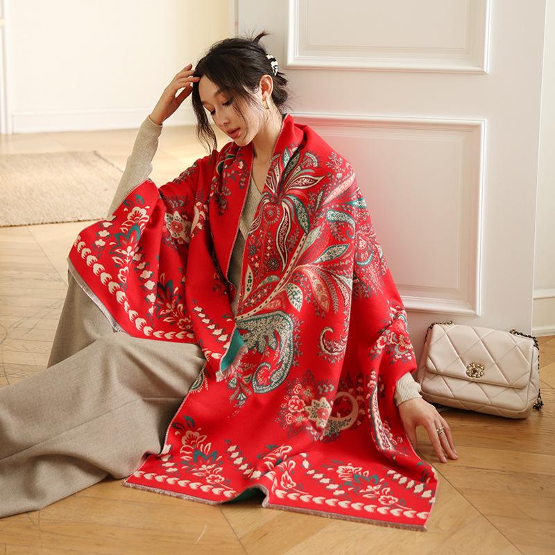 65 * 190 cm Autunno e Inverno Nuovo Sciarpa Versatile Semplice Tinta Unita con Frange Imitazione Cashmere Double-Sided Sciarpa Calda Shawl d'Atmosfera