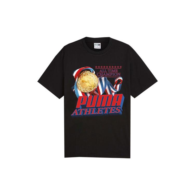 New PUMA GRAPHICS T Shirts Unisex Black 626934-01