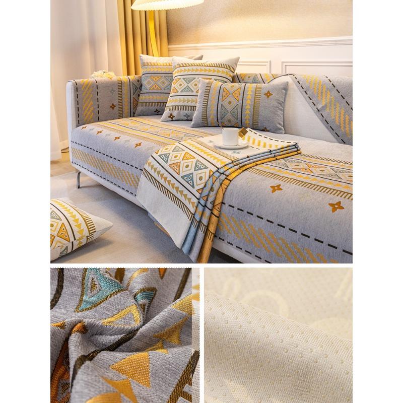 

Подушка для дивана в этническом стиле, универсальная нескользящая подушка из синели Four Seasons, простой современный чехол для дивана 70*70cm