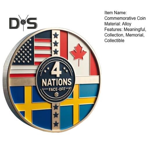 Gedenkmünze der Hockey Four Nations, Symbol des Hockey-Ruhms, Sammlerstück, Challenge-Münze, Taschenmünze, Geschenk für Hockey-Fans