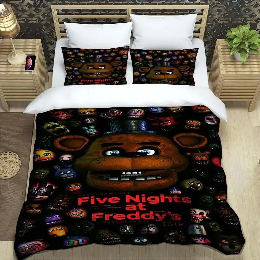 3Pcs F-Five N-Nights At Freddys F-Fnaf Bedding Set Single/Double/Full/Queen/King Size Game Gift For Adults Kids As Bedroom Decor