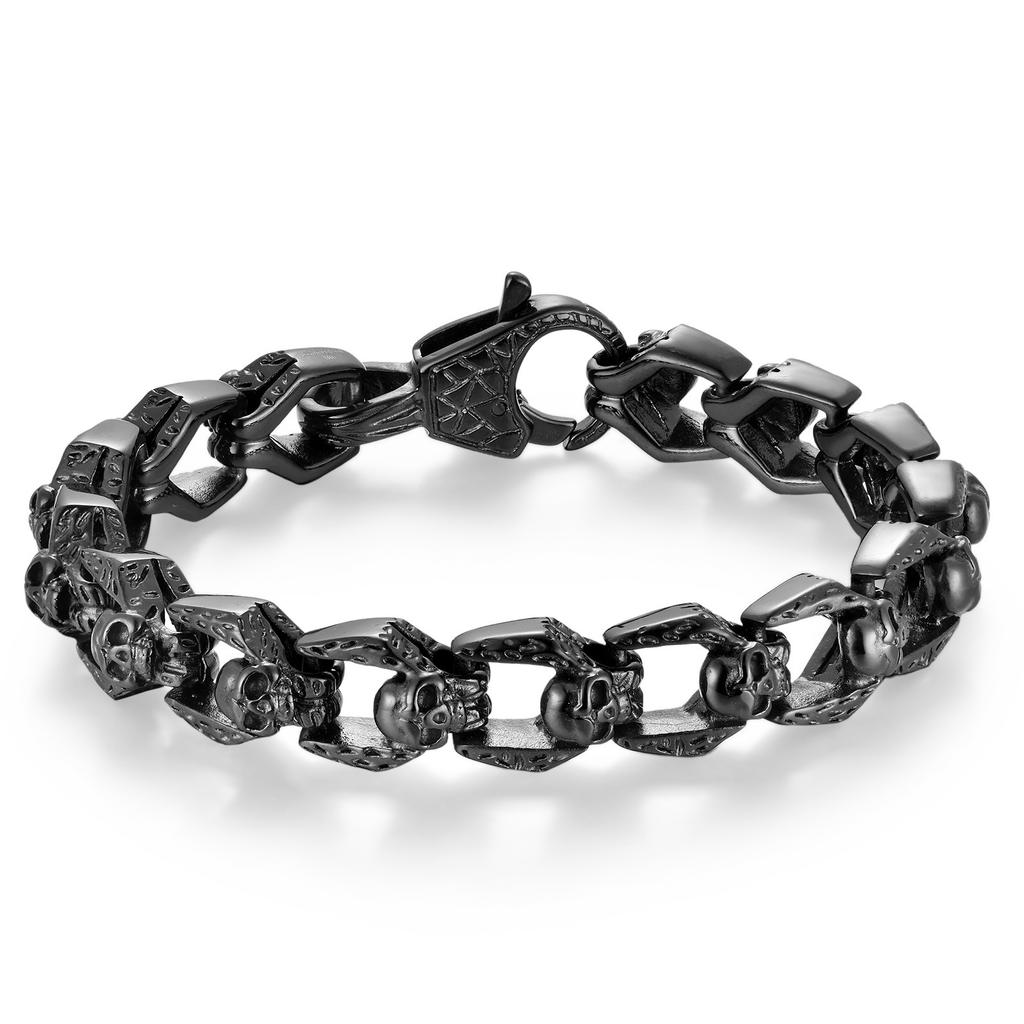 Stainless Steel Bracelet Vintage Personality Punk Skull Bracelet Hip Hop Rock Men's Bracelet