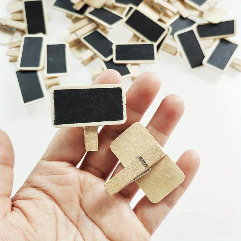 30Pcs Wooden Mini Blackboard Clips Message Slate Rectangle Clips Memos Label Brand Price Panel Card Place Number Table Wedding
